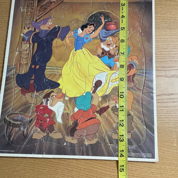 Disney Snow White & Seven Dwarfs Frame Tray Puzzle Piece Dancing Scene Golden 25 - Picture 10 of 10